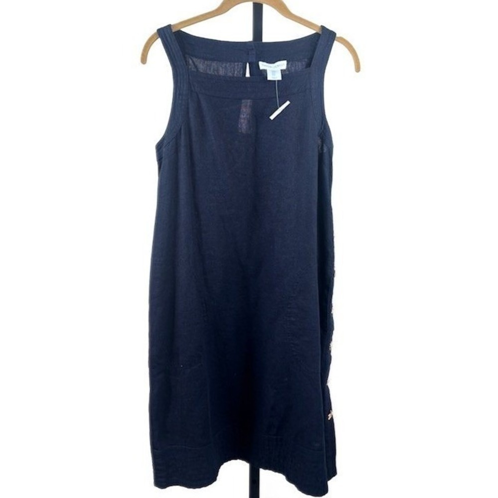 Cynthia Rowley Dress Women's Small Navy Blue Linen Blend Sleeveless Nautical